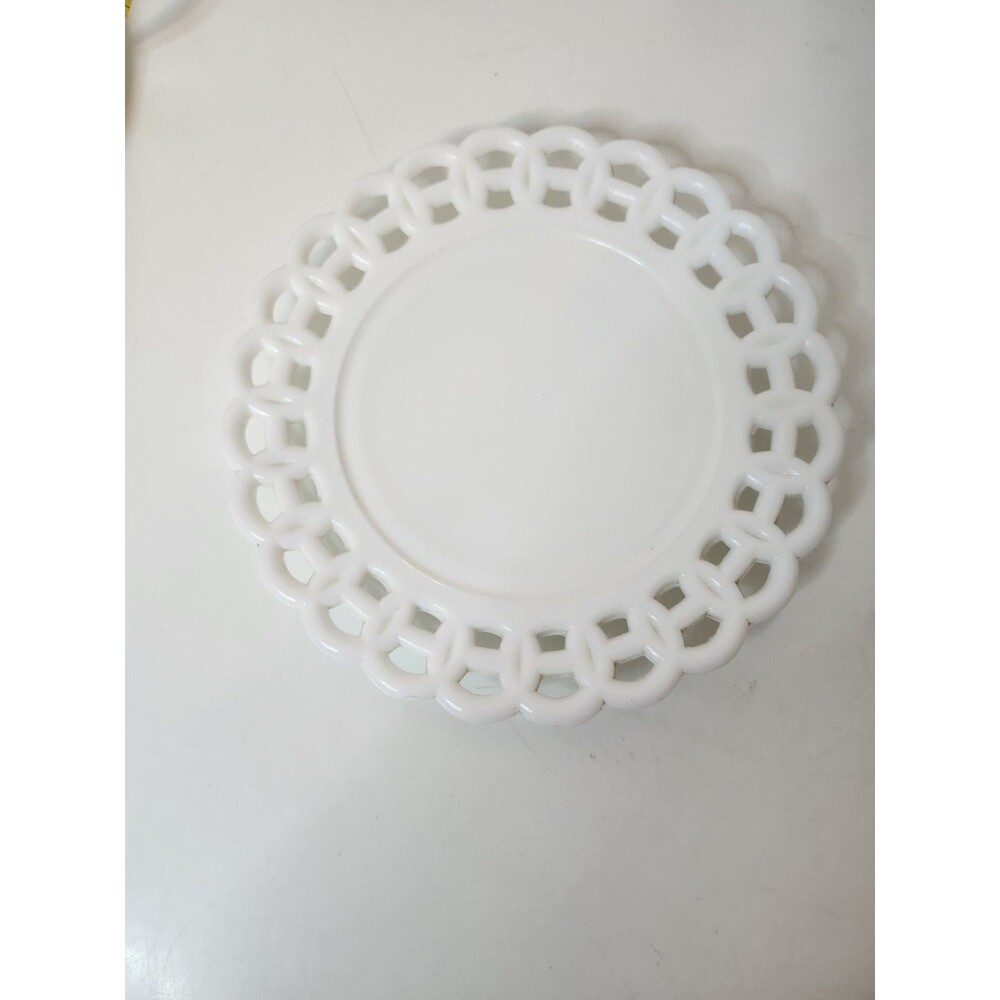 White Milk Glass 8.5 in. Scalloped Plate
